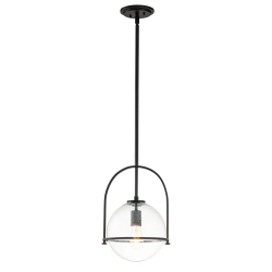 kinkiecik.pl Lampa wisząca Somerset – 1 źródło światła – Przezroczyste szkło – Czarna QN-SOMERSET-P-C-BK Elstead Lightin