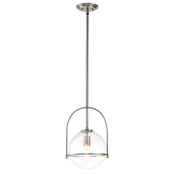 kinkiecik.pl Lampa wisząca Somerset – 1 źródło światła – Przezroczyste szkło – Szczotkowany nikiel QN-SOMERSET-P-C-BN El