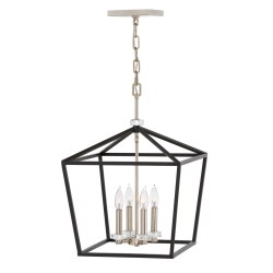 kinkiecik.pl Duża lampa wisząca/ Półplafon Stinson – 4 źródła światła – Czarna/ Polerowany nikiel QN-STINSON-4P-L-BK Els