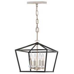 kinkiecik.pl Lampa wisząca/ Półplafon Stinson – 4 źródła światła – Czarna/ Polerowany nikiel QN-STINSON-4P-M-BK Elstead