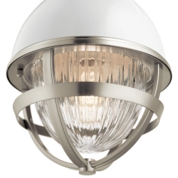 Lampa wisząca Tollis – 1 źródło światła – Białe/ Szczotkowany nikiel QN-TOLLIS-MP-BN Elstead Lighting