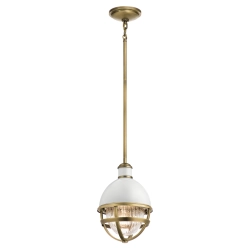 kinkiecik.pl Lampa wisząca Tollis – 1 źródło światła – Białe/ Naturalny mosiądz QN-TOLLIS-MP-NBR Elstead Lighting