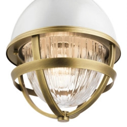 Lampa wisząca Tollis – 1 źródło światła – Białe/ Naturalny mosiądz QN-TOLLIS-MP-NBR Elstead Lighting