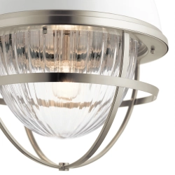 Lampa wisząca Tollis – 1 źródło światła – Białe/ Szczotkowany nikiel QN-TOLLIS-P-BN Elstead Lighting