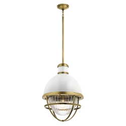 kinkiecik.pl Lampa wisząca Tollis – 1 źródło światła – Białe/ Naturalny mosiądz QN-TOLLIS-P-NBR Elstead Lighting