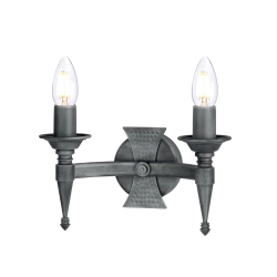 Kinkiet Saxon – 2 źródła światła – Czarny / Srebrna patyna SAX2-BLK-SIL Elstead Lighting
