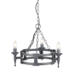 Żyrandol Saxon – 3 źródła światła – Czarny / Srebrna patyna SAX3-BLK-SIL Elstead Lighting