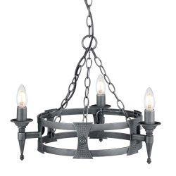 Żyrandol Saxon – 3 źródła światła – Czarny / Srebrna patyna SAX3-BLK-SIL Elstead Lighting