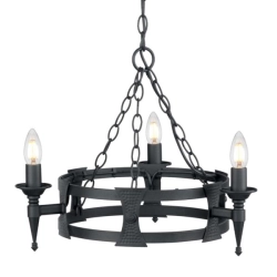 Żyrandol Saxon – 3 źródła światła – Czarny SAX3-BLK Elstead Lighting