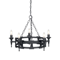Żyrandol Saxon – 5 źródeł światła – Czarny SAX5-BLK Elstead Lighting