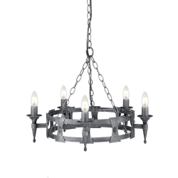 Żyrandol Saxon – 5 źródeł światła – Czarny / Srebrna patyna SAX5-BLK-SIL Elstead Lighting