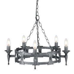 Żyrandol Saxon – 5 źródeł światła – Czarny / Srebrna patyna SAX5-BLK-SIL Elstead Lighting