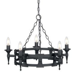 Żyrandol Saxon – 5 źródeł światła – Czarny SAX5-BLK Elstead Lighting