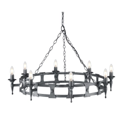 Żyrandol Saxon – 8 źródeł światła – Czarny / Srebrna patyna SAX8-BLK-SIL Elstead Lighting