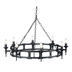 Żyrandol Saxon – 8 źródeł światła – Czarny SAX8-BLK Elstead Lighting