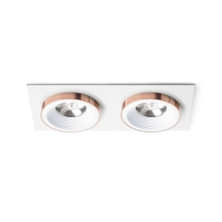 kinkiecik.pl SHARM SQ II wpuszczana biała miedź 230V LED 2x10W 24° 3000K R13255 Rendl light studio