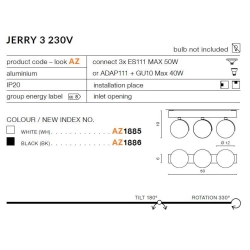 Plafon Jerry 3 230V (black) AZ1886 AZZARDO