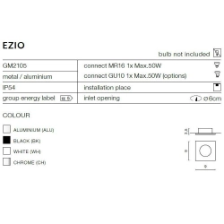 Oprawa stropowa Lampa EZIO 1 Chrome AZ1051 IP54 AZZARDO
