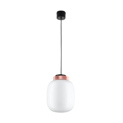 Lampa wisząca BOOM 25 cm - LED, klosz biały, wykonczenie miedziane - zdjęcie produktu