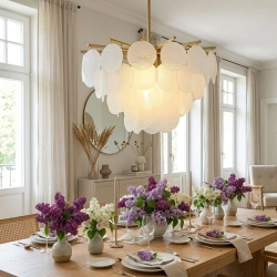 Lampa wisząca FIORE 60 cm – biały szklany klosz - zdjęcie produktu