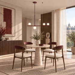 Lampa wisząca MODERNO 80 cm - burgundowa z białymi kloszami - zdjęcie produktu