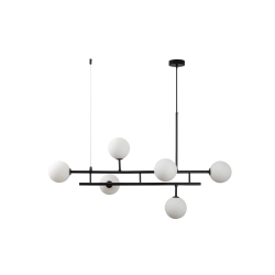 Lampa wisząca MODERNO DUO 100 cm - czarna z białymi kloszami - zdjęcie produktu