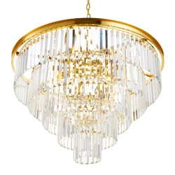 Lampa wisząca SPLENDORE 80 cm - żyrandol złoto-kryształowy - zdjęcie produktu