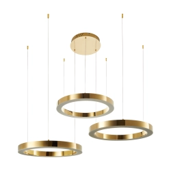 Lampa wisząca CIRCLE 3 60+60+60 cm - LED, ring złoty połysk na 1 podsufitce - zdjęcie produktu