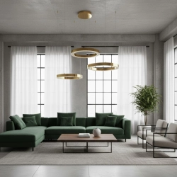 Lampa wisząca CIRCLE 3 60+80+100 cm - LED, ring złoty połysk na 1 podsufitce - zdjęcie produktu