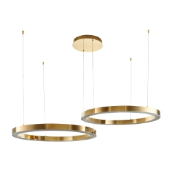 Lampa wisząca CIRCLE 2 80+80 cm - LED, ringi złoty połysk na 1 podsufitce - zdjęcie produktu