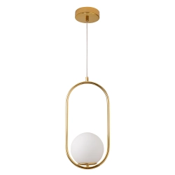 Lampa wisząca COSTA SOLO 40 cm - złoty stelaż, biały klosz - zdjęcie produktu