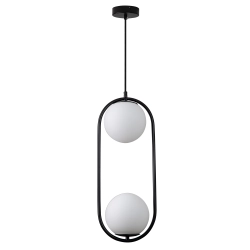 Lampa wisząca COSTA DUO 50 cm - czarny stelaż, dwa klosze - zdjęcie produktu