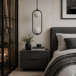 Lampa wisząca COSTA DUO 50 cm - czarny stelaż, dwa klosze - zdjęcie produktu
