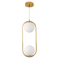 Lampa wisząca COSTA DUO 50 cm - złoty stelaż, dwa klosze - zdjęcie produktu
