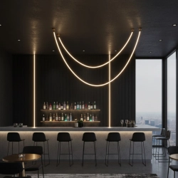 Lampa wisząca SNAKE LED 400 cm - elastyczny przewód LED, 3000K, złote uchwyty - zdjęcie produktu