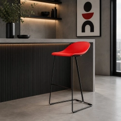 Hoker CARO BAR czarne nogi i czerwone siedzisko 75 cm - zdjęcie produktu