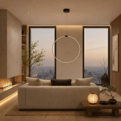 Lampa wisząca ACIRCULO 50 cm - czarny ring LED - zdjęcie produktu