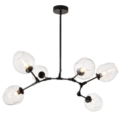 Lampa wisząca MODERN ORCHID-6 transparentno czarna 130 cm - zdjęcie produktu