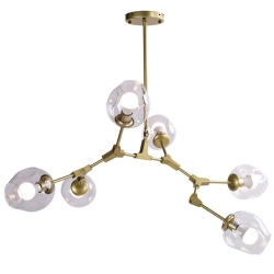 Lampa wisząca MODERN ORCHID-6 złoto transparentna 130 cm - zdjęcie produktu