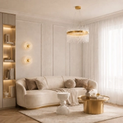 Lampa wisząca HESTIA 60 cm – żyrandol LED, złoty do salonu - zdjęcie produktu Lampa wisząca HESTIA 60 cm – żyrandol LED, złoty do salonu - zdjęcie produktu