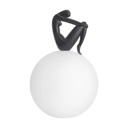 Lampa stołowa WOMAN-2 ,47 cm - czarna figura, biały klosz - zdjęcie produktu