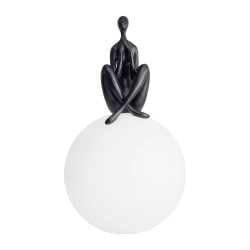 Lampa stołowa WOMAN-3 ,47 cm -czarna figura,biały klosz - zdjęcie produktu