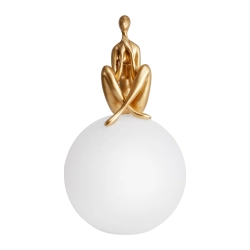 Lampa stołowa WOMAN-3 ,47 cm -złota figura, biały klosz - zdjęcie produktu