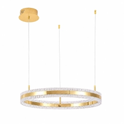 Lampa wisząca ARKADIA LED 60 cm - złoty połysk z kryształowym pierścieniem - zdjęcie produktu