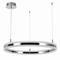 Lampa wisząca ARKADIA LED 80 cm - tytanowa z kryształowym pierścieniem - zdjęcie produktu