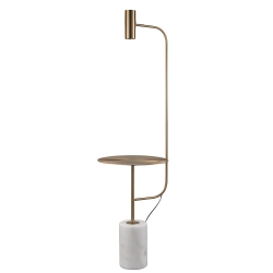 Lampa podłogowa ze stolikiem VINCENT złota 146 cm - zdjęcie produktu