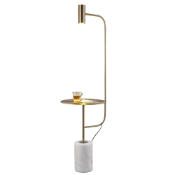 Lampa podłogowa ze stolikiem VINCENT złota 146 cm - zdjęcie produktu