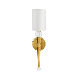 Lampa ścienna DAMA 52 cm- złoty kinkiet z białym abażurem - zdjęcie produktu