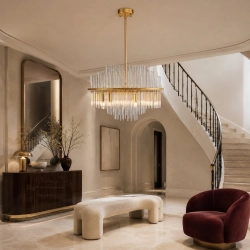 Lampa wisząca LUXORIA 50 cm - złota lampa kryształowa - zdjęcie produktu