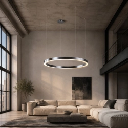 Lampa wisząca CIRCLE 120 cm - LED, ring tytan szczotkowany - zdjęcie produktu
